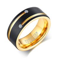 Tungsten Steel Finger Ring & micro pave cubic zirconia & for man Sold By PC