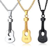 Stainless Steel Jewelry Necklace, Guitar, plated, Unisex, more colors for choice, 42x15mm, Length:23.62 Inch, Sold By PC