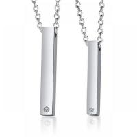 Couple Necklace, Stainless Steel, fashion jewelry & with rhinestone, original color, Length:19.69 Inch, Sold By PC