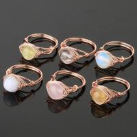 Natural Gemstone Finger Ring Zinc Alloy with Gemstone rose gold color plated & for woman nickel lead & cadmium free 53mm Sold By PC