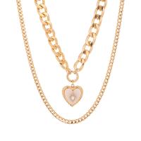 Multi слой ожерелье, Ракушка, с цепь алюминия, KC Золотой цвет покрытием, Двойной слой & Женский, длина:19.69 дюймовый, продается PC
