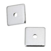 Stainless Steel Spacer Beads,  Square, DIY, original color, 6x6x1mm, Hole:Approx 1mm, Sold By PC