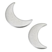 En acier inoxydable bijoux Cabochon, lune, DIY, couleur originale, 5.5x8x0.5mm, Vendu par PC