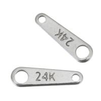 acciaio inox Zipper Testa Finding, DIY, colore originale, 10x3x0.5mm, Foro:Appross. 0.5,1.5mm, Venduto da PC