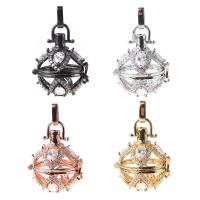 Pregnant Ball Locket Pendant Brass plated micro pave cubic zirconia & for woman & hollow nickel lead & cadmium free Sold By PC