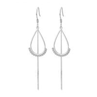 925 Sterling Silver Drop &  Dangle Earrings Teardrop platinum plated micro pave cubic zirconia & for woman & hollow Sold By Pair