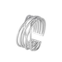 925 Sterling Silver Manžeta prst prsten, platina á, nastavitelný & pro ženy & dutý, 10mm, Velikost:6-8, Prodáno By PC