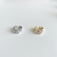 metal Anillo de dedo Cuff, chapado, Ajustable & para mujer & con diamantes de imitación, más colores para la opción, Vendido por UD