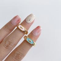 metal Anillo de dedo Cuff, chapado en color dorado, Ajustable & para mujer & esmalte, más colores para la opción, Vendido por UD