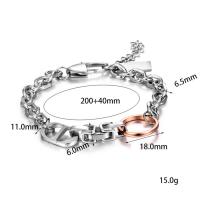 Titan Edelstahl Armband, Titanstahl, unisex, Silberfarbe, 5MMuff0c6MMuff0c6.5MM, Länge:24 cm, verkauft von PC