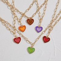 Tibetan Style Jewelry Necklace, with 2.95inch extender chain, Heart, plated, for woman & enamel, more colors for choice, nickel, lead & cadmium free, 18x21mm, Length:18.11 Inch, Sold By PC
