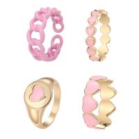 Zinc Alloy Ring Set 4 pieces & with heart pattern & for woman & enamel nickel lead & cadmium free Sold By Set