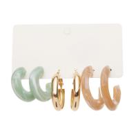 Zinklegierung Ohrring-Set, mit Harz, drei Stücke & für Frau, frei von Nickel, Blei & Kadmium, verkauft von setzen