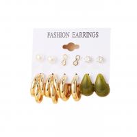 Zinc Alloy Earring Set with Plastic Pearl & Acrylic 6 pieces & for woman & with rhinestone nickel lead & cadmium free Sold By Set