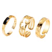 Zink legering Ring Sæt, Zinc Alloy, forgyldt, tre stykker & for kvinde, flere farver til valg, nikkel, bly & cadmium fri, Solgt af sæt