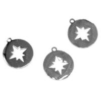 Stainless Steel Pendants, Round, more colors for choice, 16x14x1mm, 10PCs/Bag, Sold By Bag