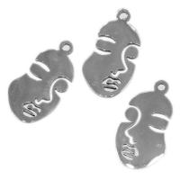 Stainless Steel Pendants, Face, more colors for choice, 18x8x1mm, 10PCs/Bag, Sold By Bag