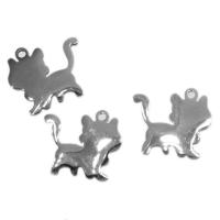Stainless Steel Animal Pendants, Cat, more colors for choice, 14x13x1mm, 10PCs/Bag, Sold By Bag