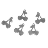 Stainless Steel Pendants, Cherry, more colors for choice, 9x7x1mm, 10PCs/Bag, Sold By Bag