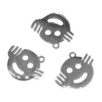 Stainless Steel Pendants, Smiling Face, more colors for choice, 17x15x1mm, 10PCs/Bag, Sold By Bag