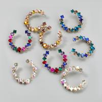 Rhinestone Earring, Tibetan Style, fashion jewelry & for woman & with glass rhinestone, more colors for choice, Sold By Pair