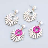 Tibetan Style Drop Earrings, with ABS Plastic Pearl, fashion jewelry & for woman & with rhinestone, more colors for choice, Sold By Pair