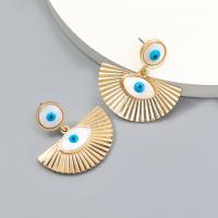 Tibetan Style Drop Earrings, fashion jewelry & evil eye pattern & for woman & enamel, golden, Sold By Pair