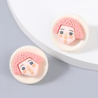 Resin Earring, Tibetan Style, with Resin, fashion jewelry & for woman, pink, Sold By Pair