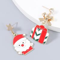 Božićni Naušnice, Cink Alloy, Božićni dizajn & modni nakit & za žene & emajl & s Rhinestone, Prodano By par