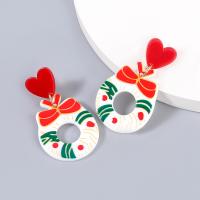 Christmas Earrings, Tibetan Style, with Resin, Christmas Wreath, Christmas Design & fashion jewelry & for woman, Sold By Pair