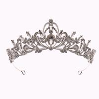 Bridal Tiaras, Tibetan Style, Crown, plated, for woman & with rhinestone, silver color, 135x45mm, Sold By PC