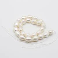 Perlas Arroz Freshwater, Perlas cultivadas de agua dulce, Bricolaje, Blanco, 11-12mm, Vendido para aproximado 36 cm Sarta