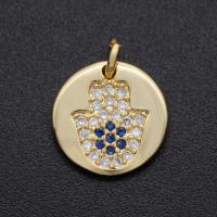 Cubic Zirconia Micro Pave Brass Pendant, Hand, gold color plated, DIY & Unisex & micro pave cubic zirconia, mixed colors, Sold By PC