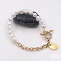 Bracelet en perles de culture d'eau douce, perle d'eau douce cultivée, avec acier inoxydable, Placage, Patchwork & pour femme, couleurs mélangées, Longueur:20 cm, Vendu par PC