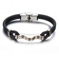 acier inoxydable bracelet, avec silicone, Placage, pour homme, couleurs mélangées, Longueur 21 cm, Vendu par PC