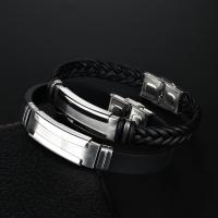 Tibetan Style Bracelet, with Leather, for man, mixed colors, Length:22 cm, Sold By PC