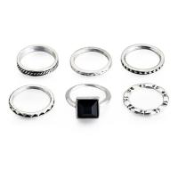 Cink Alloy Ring Set, Cink ötvözet, finger ring, 6 darab & egynemű, kevert színek, 16mm, Által értékesített PC