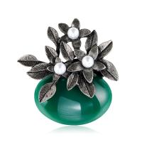 Zinklegierung Broschen, mit Harz & Kunststoff Perlen, für Frau, gemischte Farben, 55x55mm, verkauft von PC