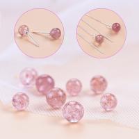 Strawberry Quartz Half Hole Bead, Round, DIY & different size for choice, Hole:Approx 1mm, Sold By PC