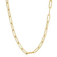 Stainless Steel Chain Necklace 18K gold plated & oval chain & for woman Sold By PC