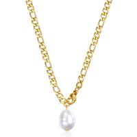 Plastic Pearl Necklace, Stainless Steel, with Plastic Pearl, with 1.96inch extender chain, Teardrop, plated, Twisted Piece Chain & fashion jewelry & for woman, more colors for choice, 10mm, Sold Per Approx 17.7 Inch Strand