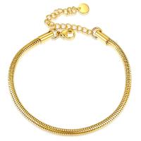 Titanium Steel Bracelet & Bangle, with 1.96inch extender chain, 18K gold plated, snake chain & for woman, 3mm, Length:Approx 7 Inch, Sold By PC