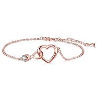Brass Bracelet & Bangle, with 1.18inch extender chain, Heart, plated, oval chain & for woman & with rhinestone & hollow, more colors for choice, nickel, lead & cadmium free, Sold Per Approx 6.3 Inch Strand