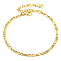 Titanium Steel Bracelet & Bangle with 1.96inch extender chain 18K gold plated figaro chain & for woman Sold Per Approx 7 Inch Strand