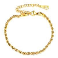 Titanium Steel Bracelet & Bangle with 1.96inch extender chain gold color plated French Rope Chain & for woman Sold Per Approx 7 Inch Strand