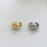 Brass Cuff Finger Ring, plated, Adjustable & with bear pattern & for woman, more colors for choice, Sold By PC