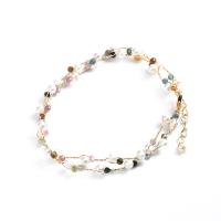 Freshwater Cultured Pearl Bracelet, Freshwater Pearl, with Tourmaline, 14K gold-filled, for woman, Sold Per 5.91 Inch Strand