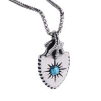 316 Stainless Steel Necklace, with turquoise, fashion jewelry & for man, original color, 37x33mm, Length:23.62 Inch, Sold By PC