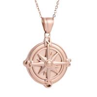 Stainless Steel Jewelry Necklace, 304 Stainless Steel, Round, sand blast & fashion jewelry & for woman, rose gold color, 33x30mm, Length:17.72 Inch, Sold By PC