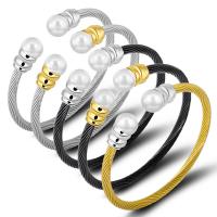 Stainless Steel Cuff Bangle with Plastic Pearl plated fashion jewelry & for woman nickel lead & cadmium free Sold By PC